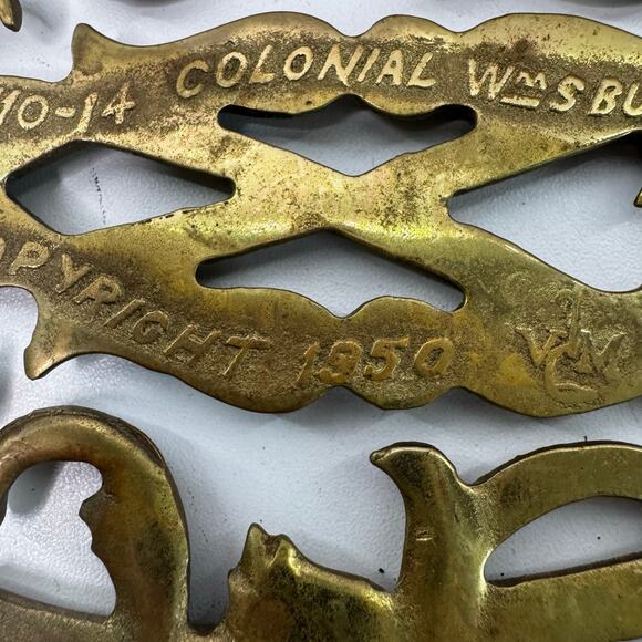 Vintage Virginia Metalcrafters 1950 Colonial Williamsburg Brass Cypher Trivet - Picture 4 of 4